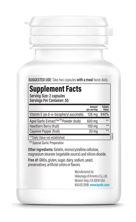 Kyolic Aged Garlic Extract 100 capsules avec étiquette