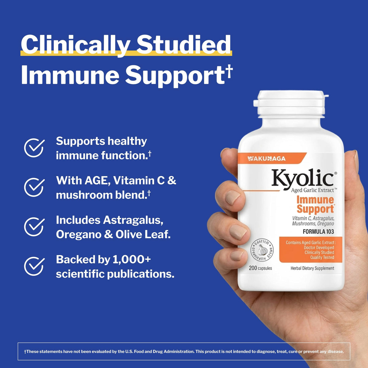 Kyolic Aged Garlic Extract 200 Capsules - vue arrière de l'emballage