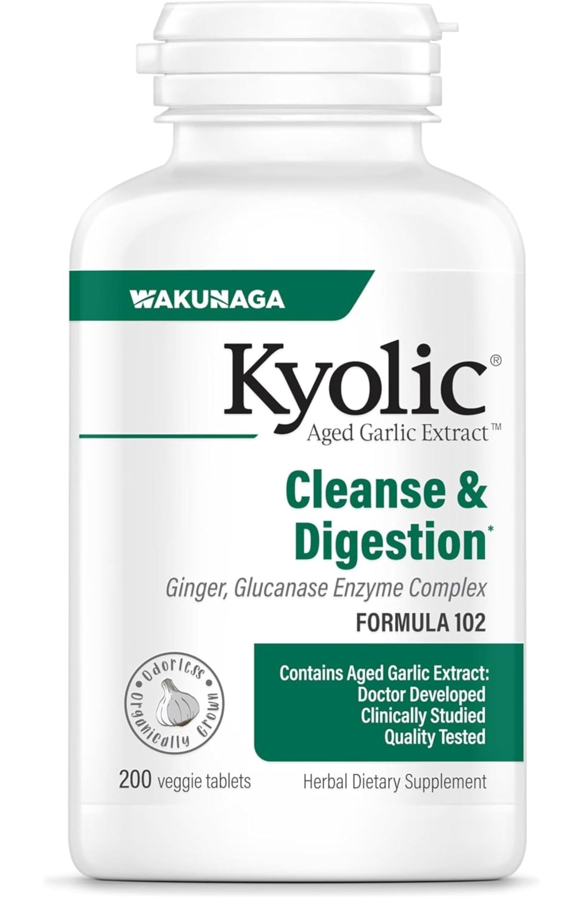 Kyolic Aged Garlic Extract 200 comprimés, vue de face