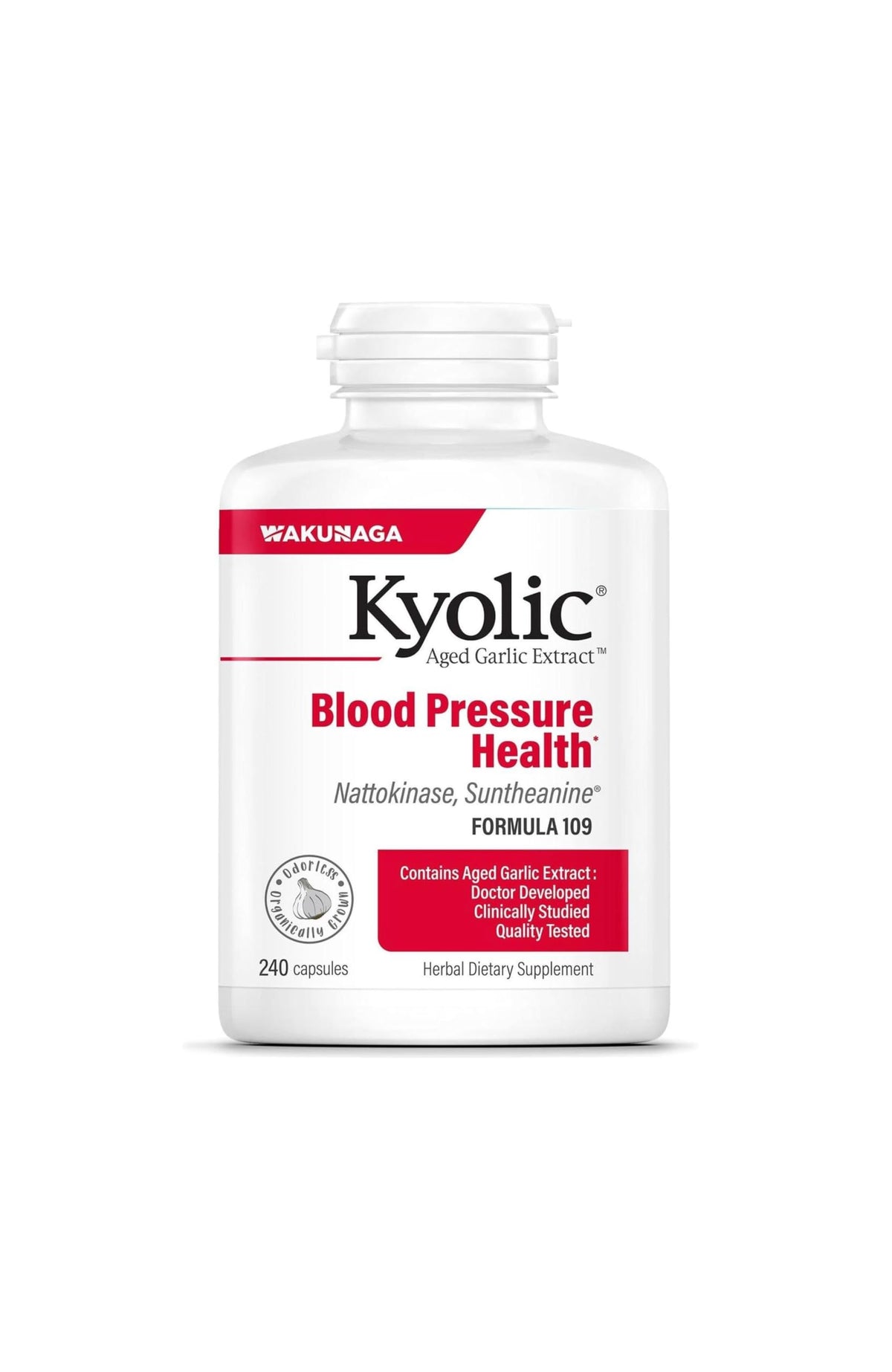 Kyolic Aged Garlic Extract 240 capsules, vue de face