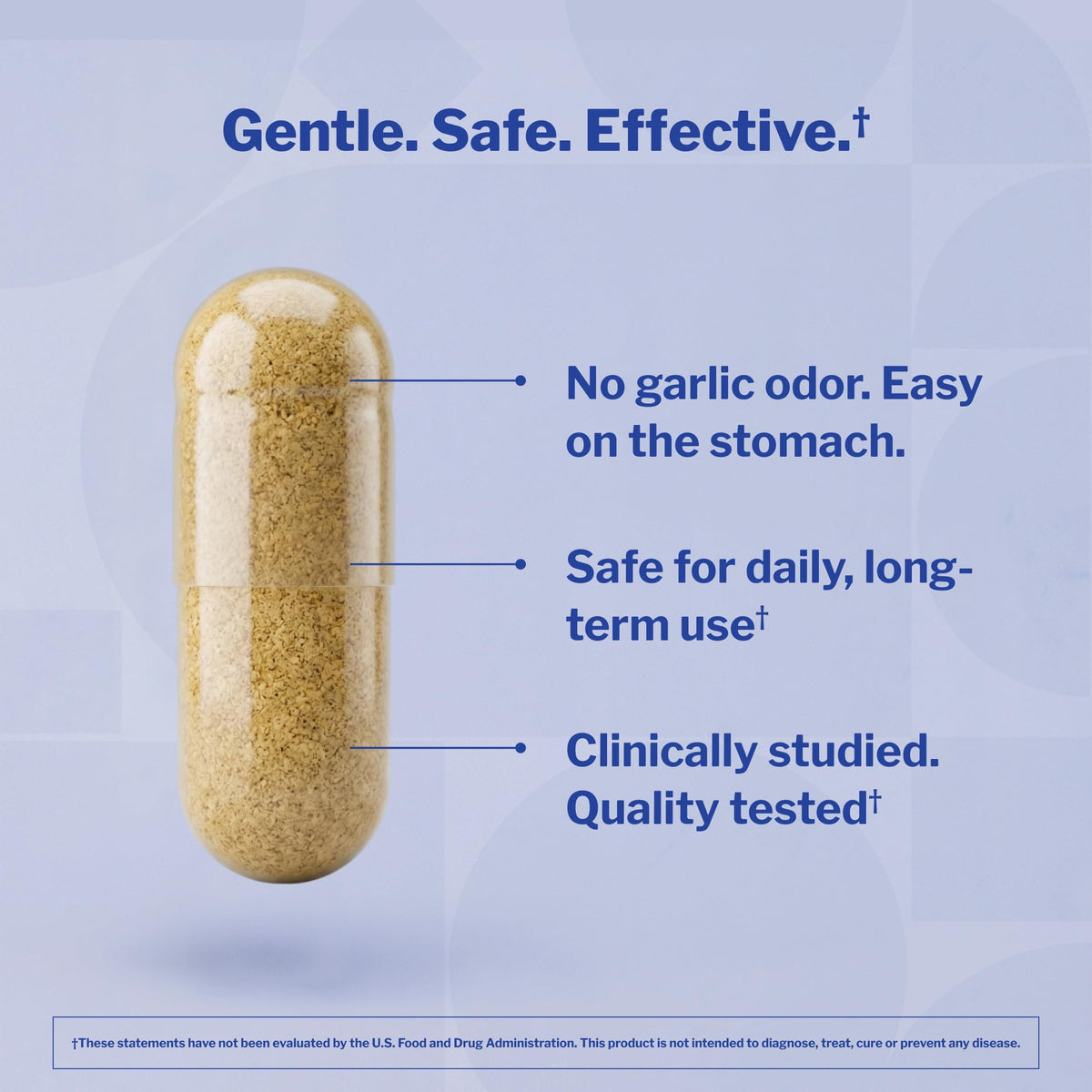 Kyolic Aged Garlic Formule 104 capsules sur une table en bois