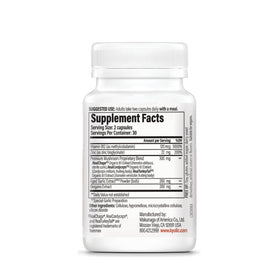 Kyolic daily wellness Mushrooms+ 60 capsules avec étiquette détaillée
