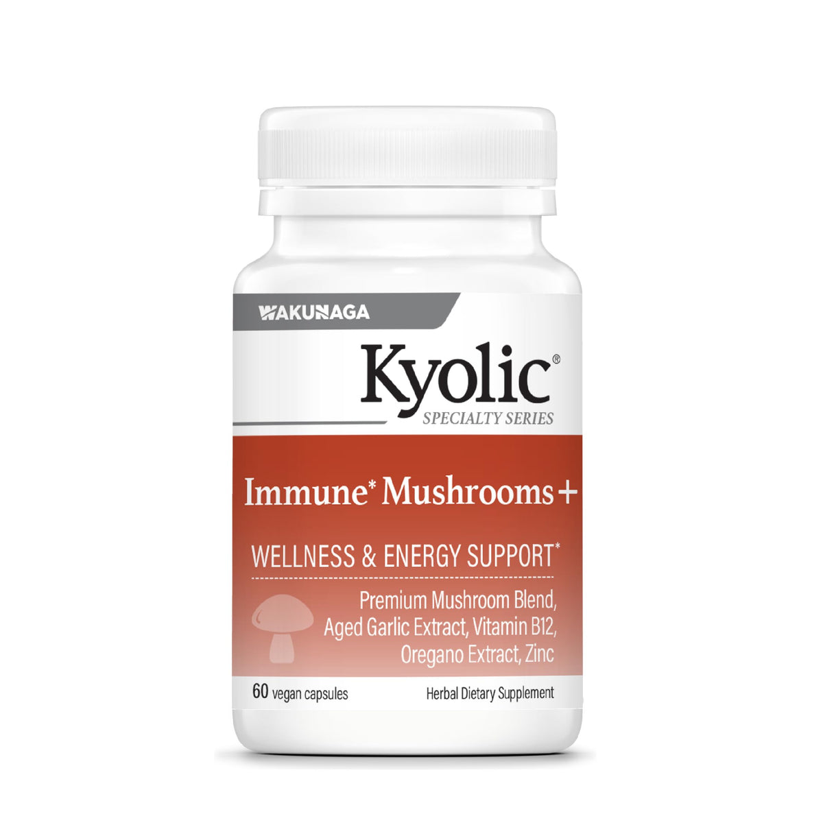Kyolic daily wellness Mushrooms+ 60 capsules vue de face