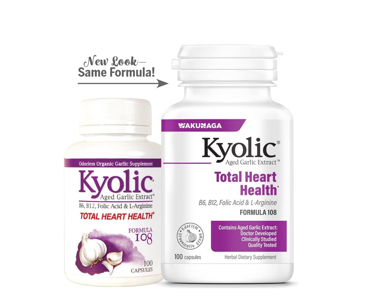 Kyolic Extrait de Ail Vieilli Formule 108 - capsules en main