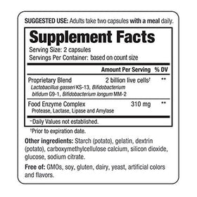 Kyolic Kyo-Dophilus Enzymes+ Probiotique 60 capsules côté