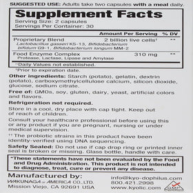 Kyolic Kyo-Dophilus Enzymes+ Probiotique 60 capsules emballage