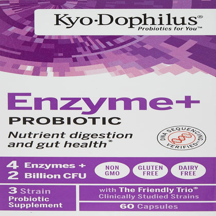 Kyolic Kyo-Dophilus Enzymes+ Probiotique 60 capsules vue de face