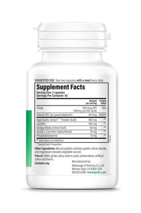 Kyolic Neuro-Logic flacon avec étiquette des ingrédients