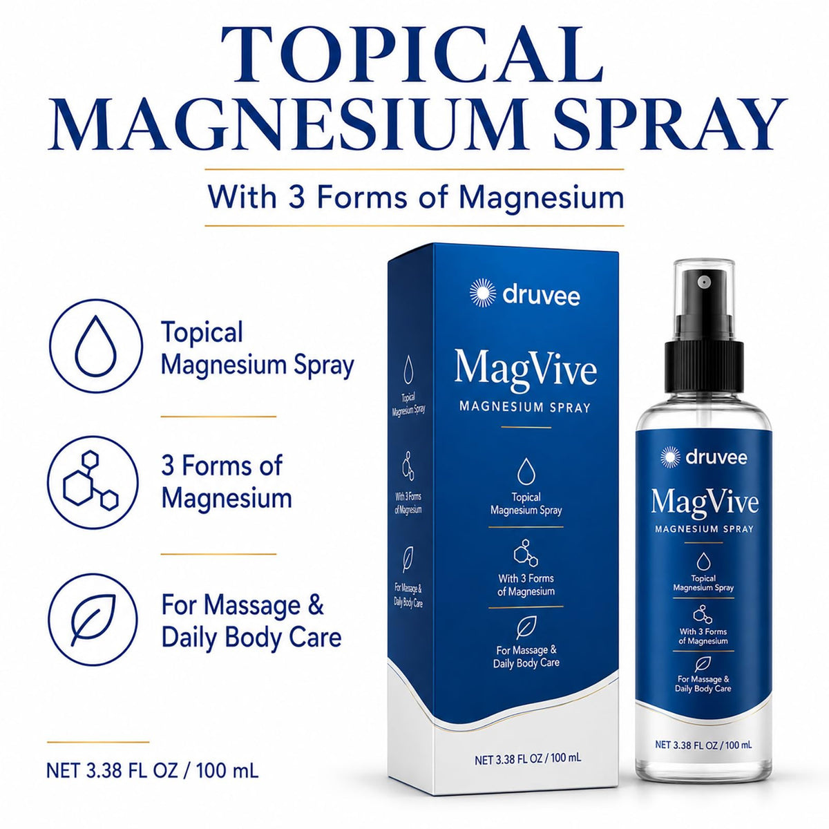 KYZTMHC MagVive Spray de Magnésium 100 ml avec texture légère