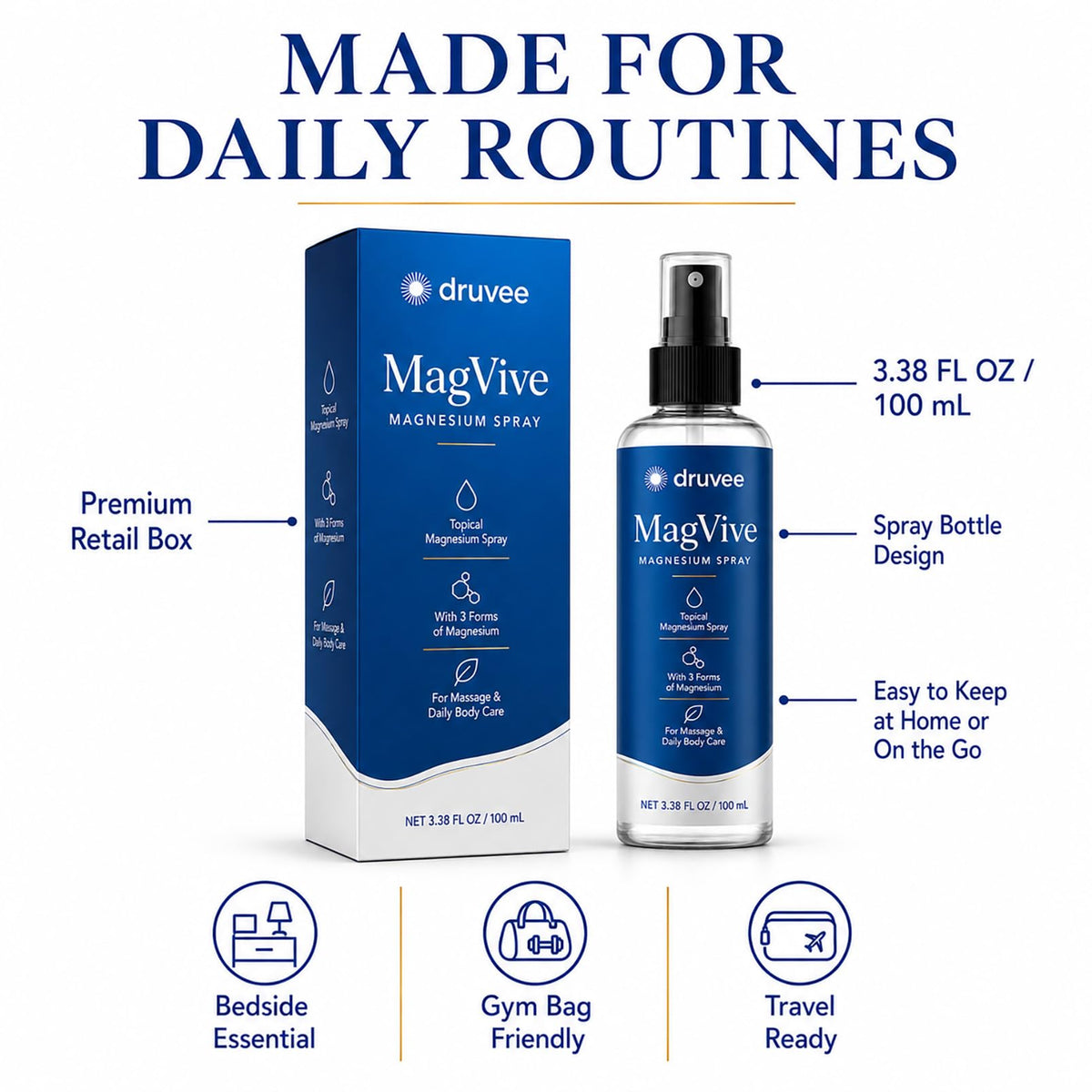 KYZTMHC MagVive Spray de Magnésium à côté d'articles de sport