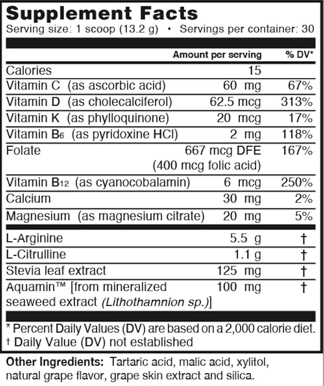 L-ARGININE PRO L-Arginine 5 500mg + Citrulline 1 100mg poudre au goût raisin