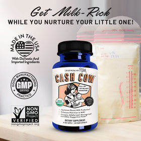 L'arrière du flacon Legendairy Milk Cash Cow avec la liste des ingrédients