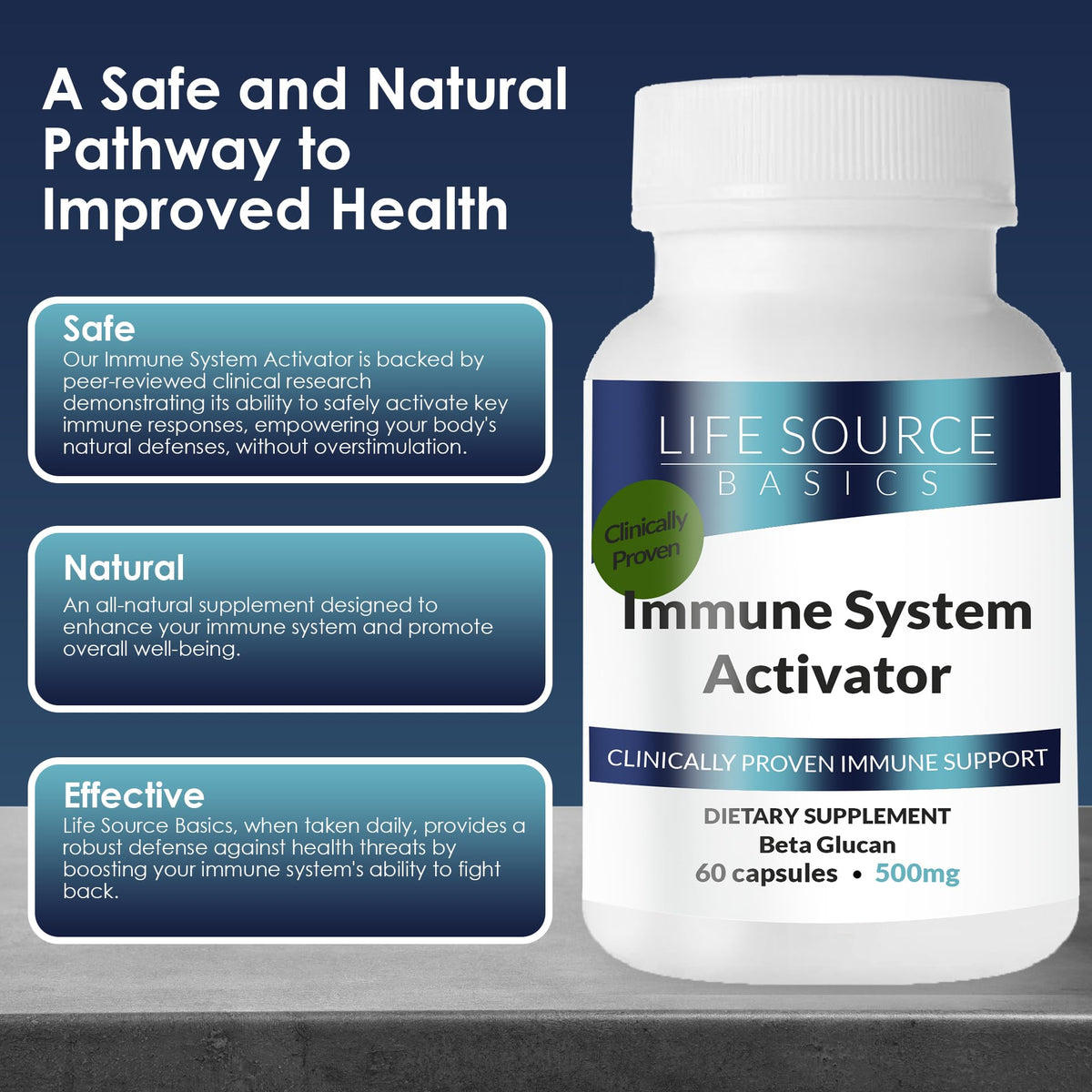 L LIFE SOURCE BASICS Complément Alimentaire 60 Capsules 500 mg - dos de l'emballage
