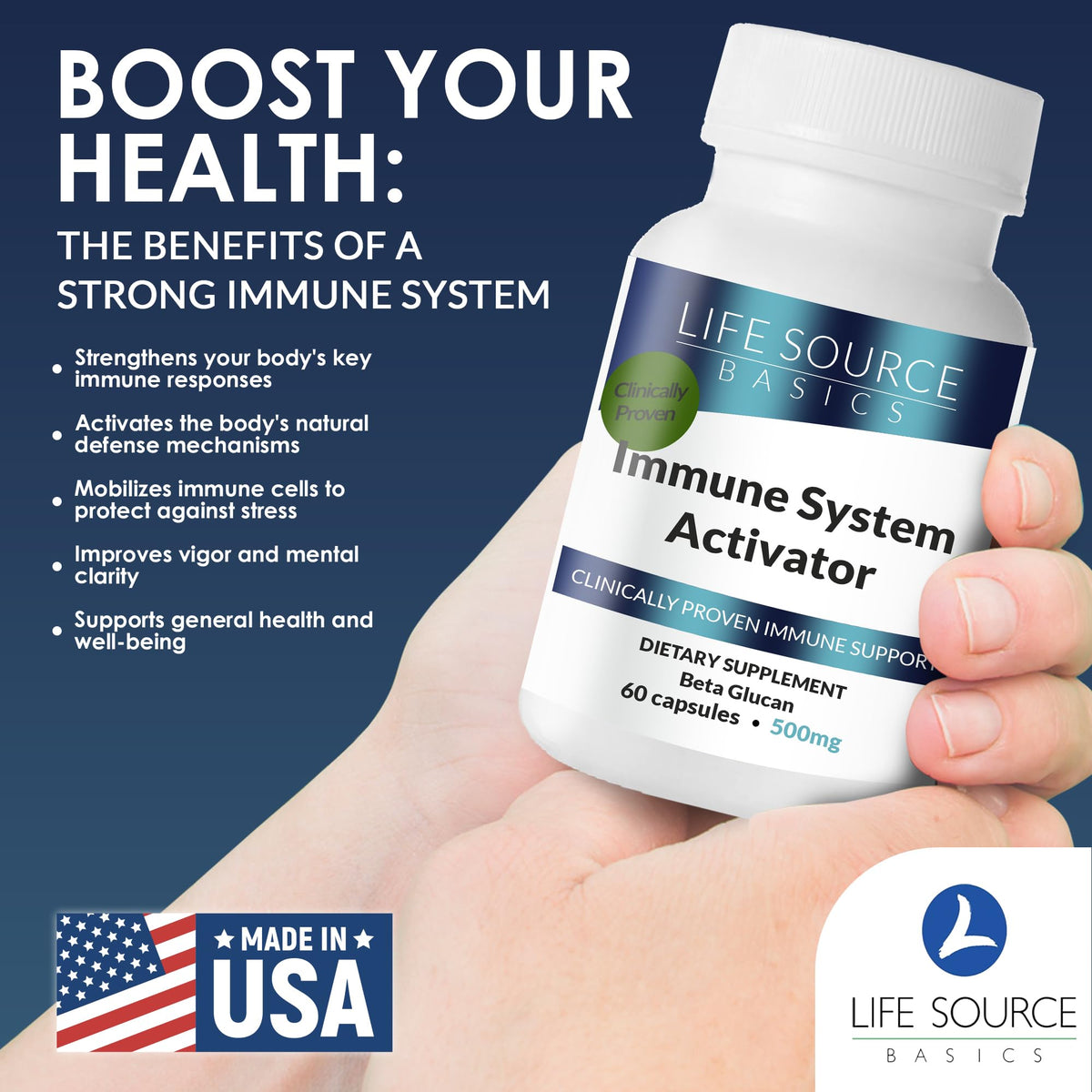 L LIFE SOURCE BASICS Complément Alimentaire 60 Capsules 500 mg - étiquette du produit