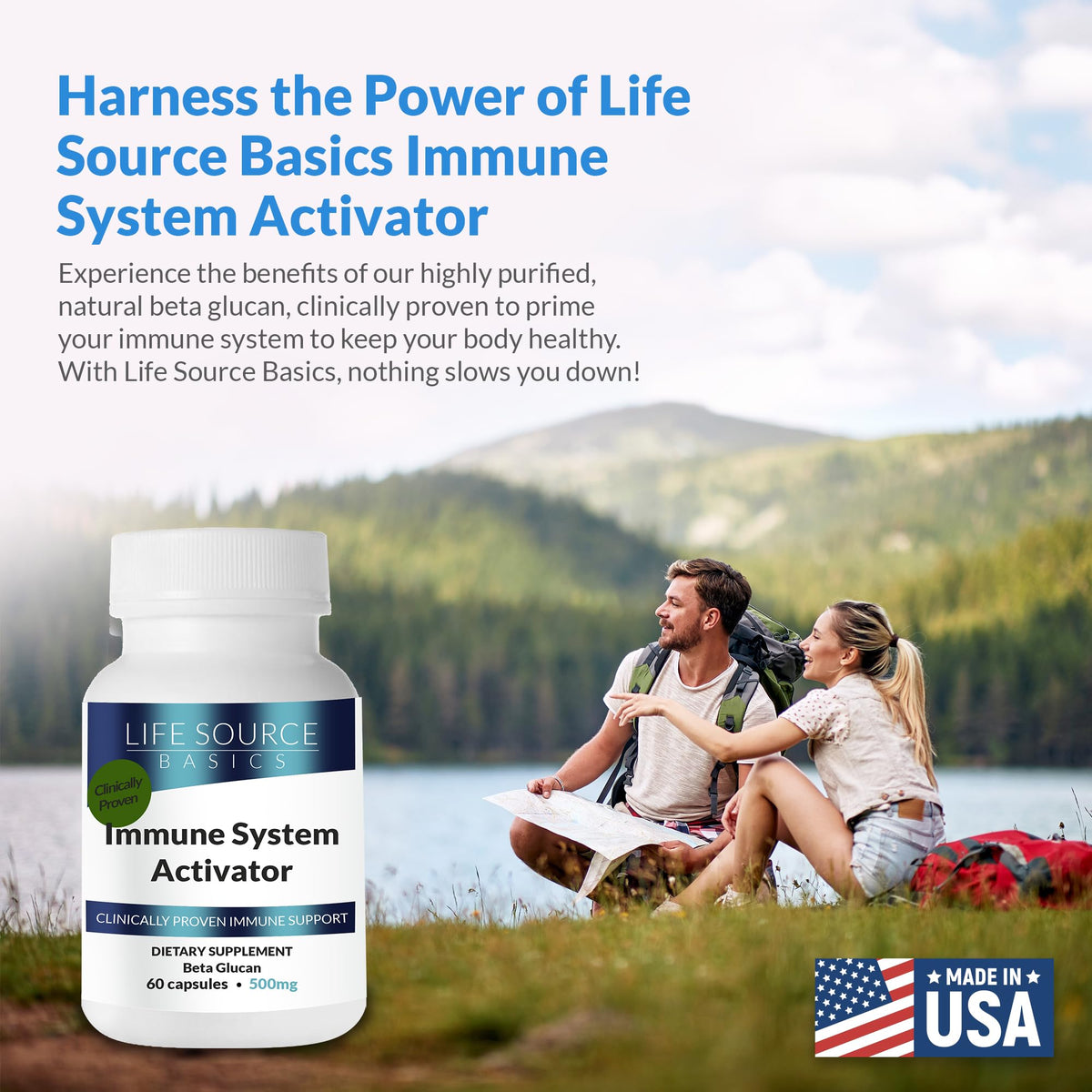 L LIFE SOURCE BASICS Complément Alimentaire 60 Capsules 500 mg - flacon ouvert