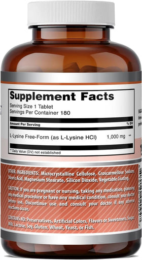 L-Lysine Amazing Nutrition 1000mg sur une table en bois