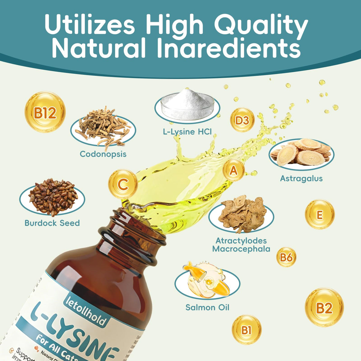 L-Lysine Liquide pour Chats 60ml en utilisation avec de la nourriture