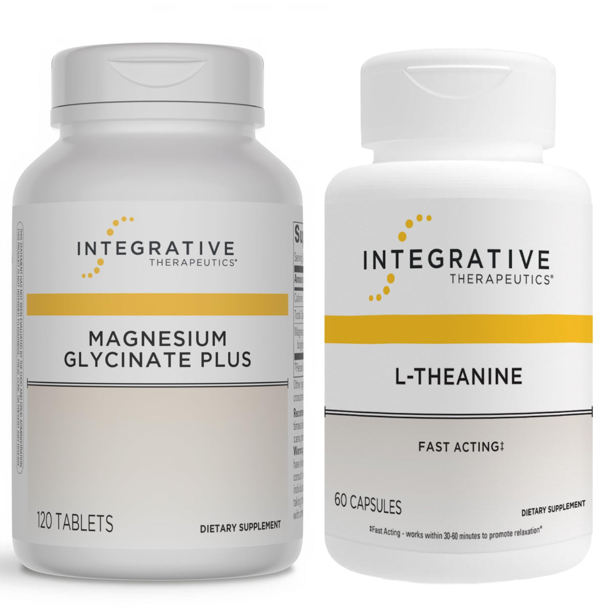 L-Theanine et Magnesium Glycinate Plus d'Integrative Therapeutics, vue de face