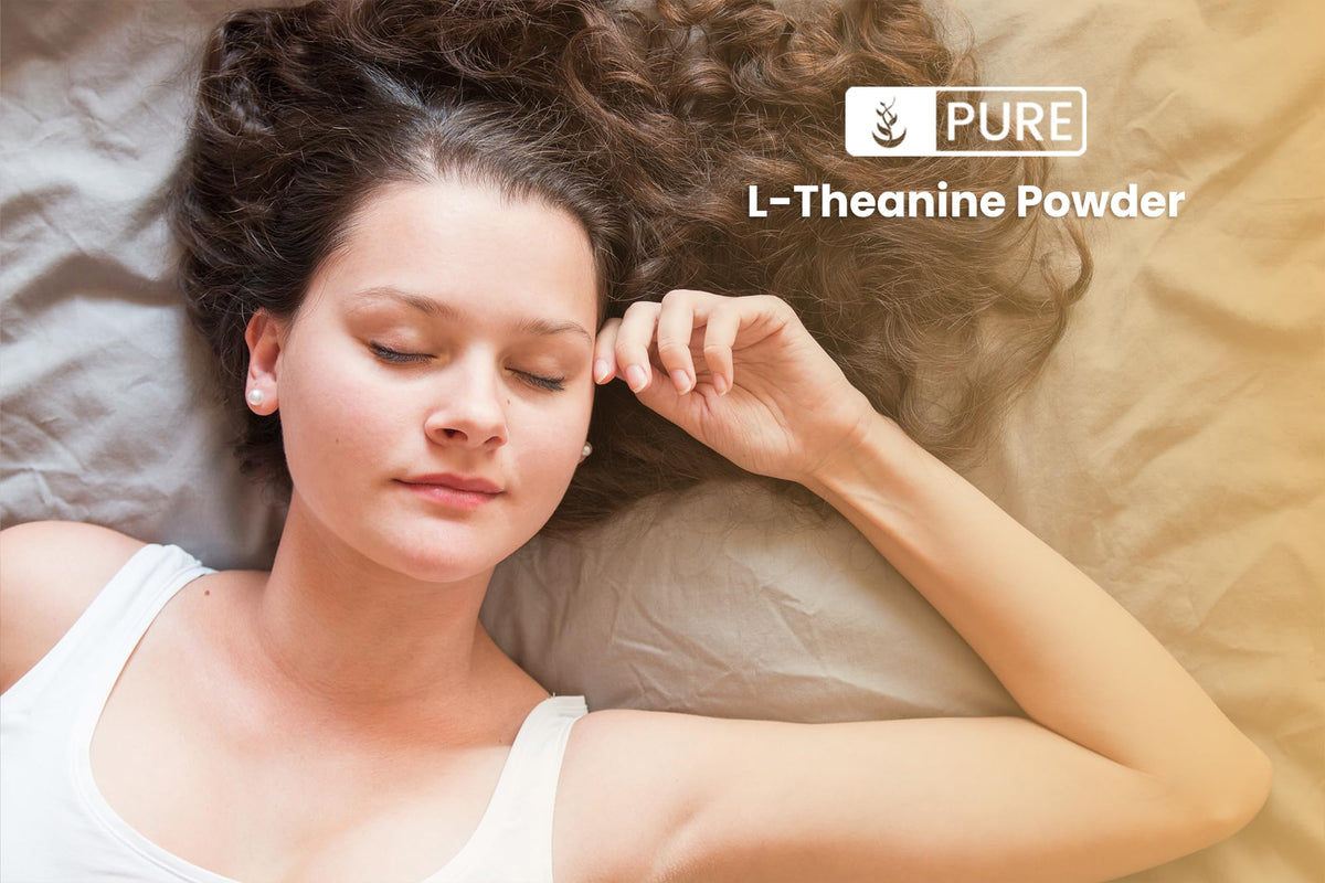 L-Theanine PURE ORIGINAL INGREDIENTS 243g sur une table en bois