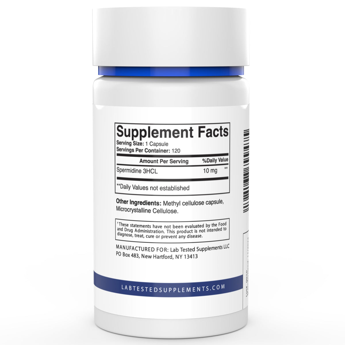 Lab Tested Supplements Spermidine 3HCL capsules à l'intérieur de l'emballage