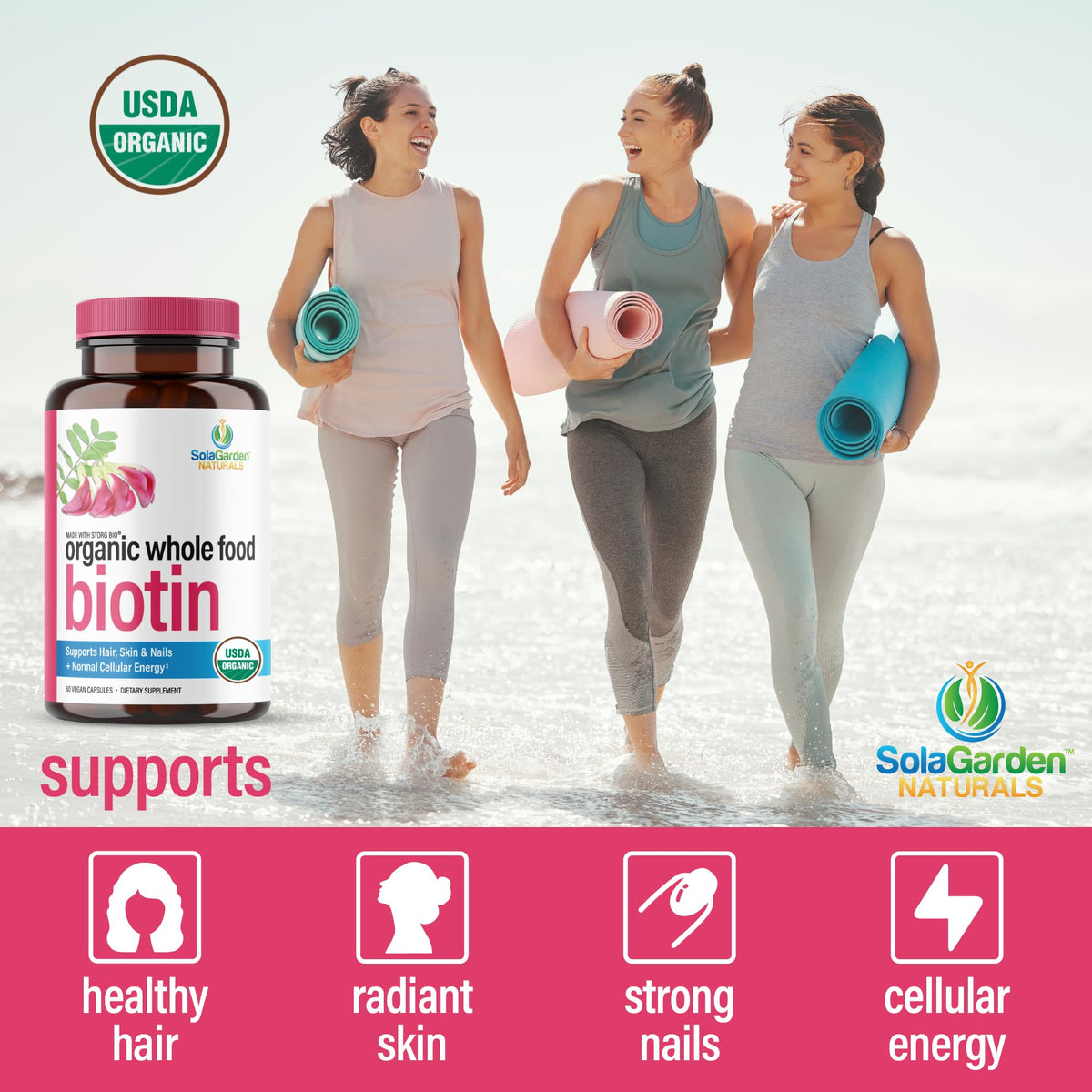 Label biologique USDA sur le flacon de biotine LifeGarden Naturals