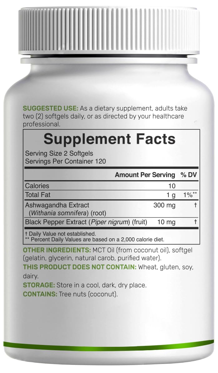 Label de qualité non-OGM sur la bouteille d'ashwagandha
