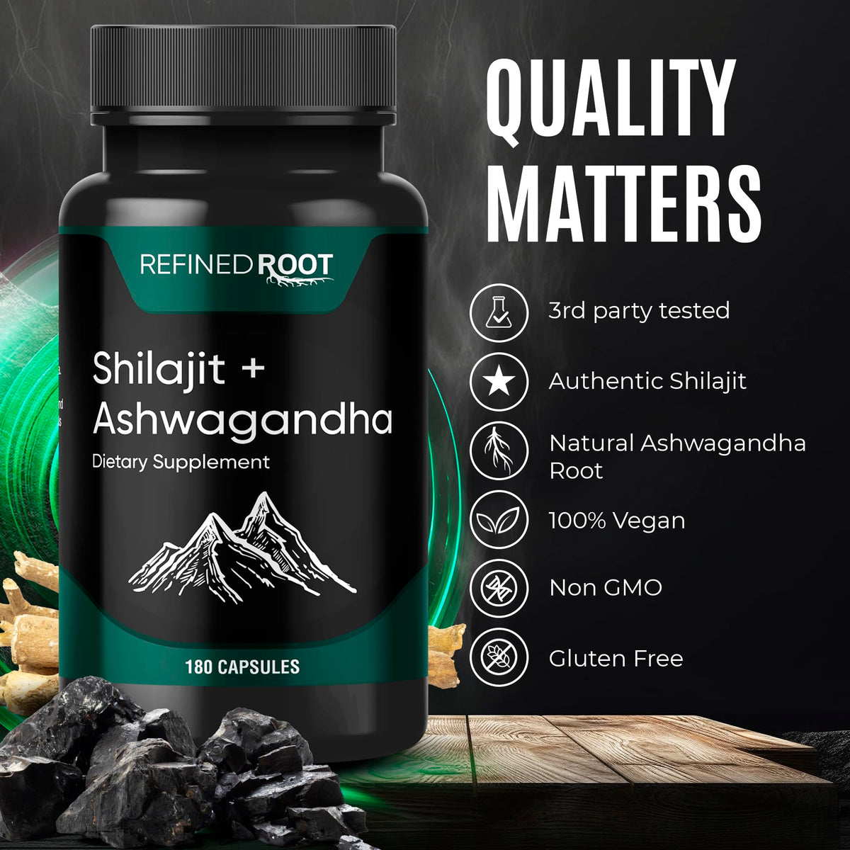 Label of Blast Supplements Shilajit Ashwagandha supplement