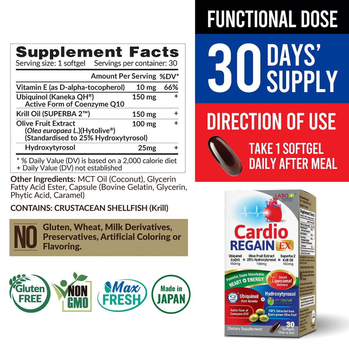 LABO Nutrition CardioREGAIN EX CoQ10 150mg gélules