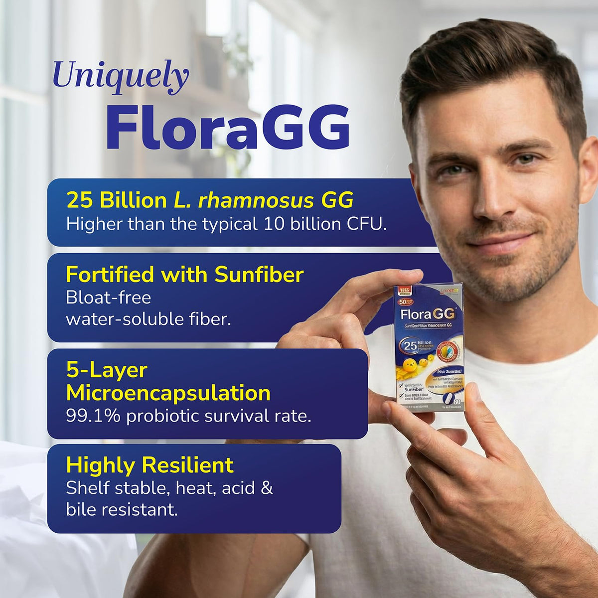 LABO Nutrition FloraGG probiotic capsules with a measuring spoon