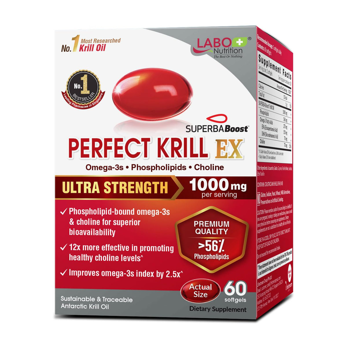 LABO Nutrition Perfect Krill EX 1000mg boîte de gélules