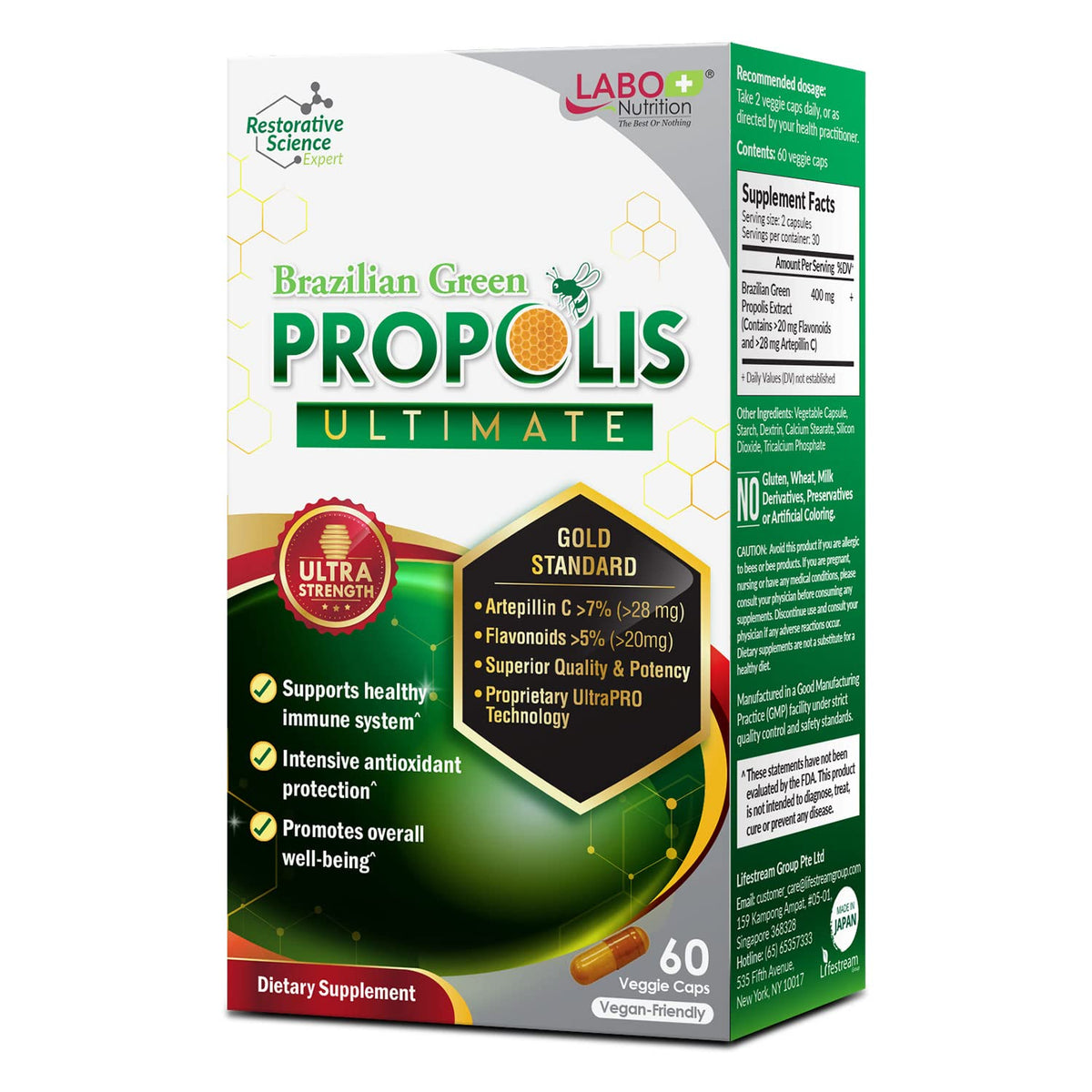 LABO Nutrition Propolis Vert Brésilien 60 capsules végétales, vue de face