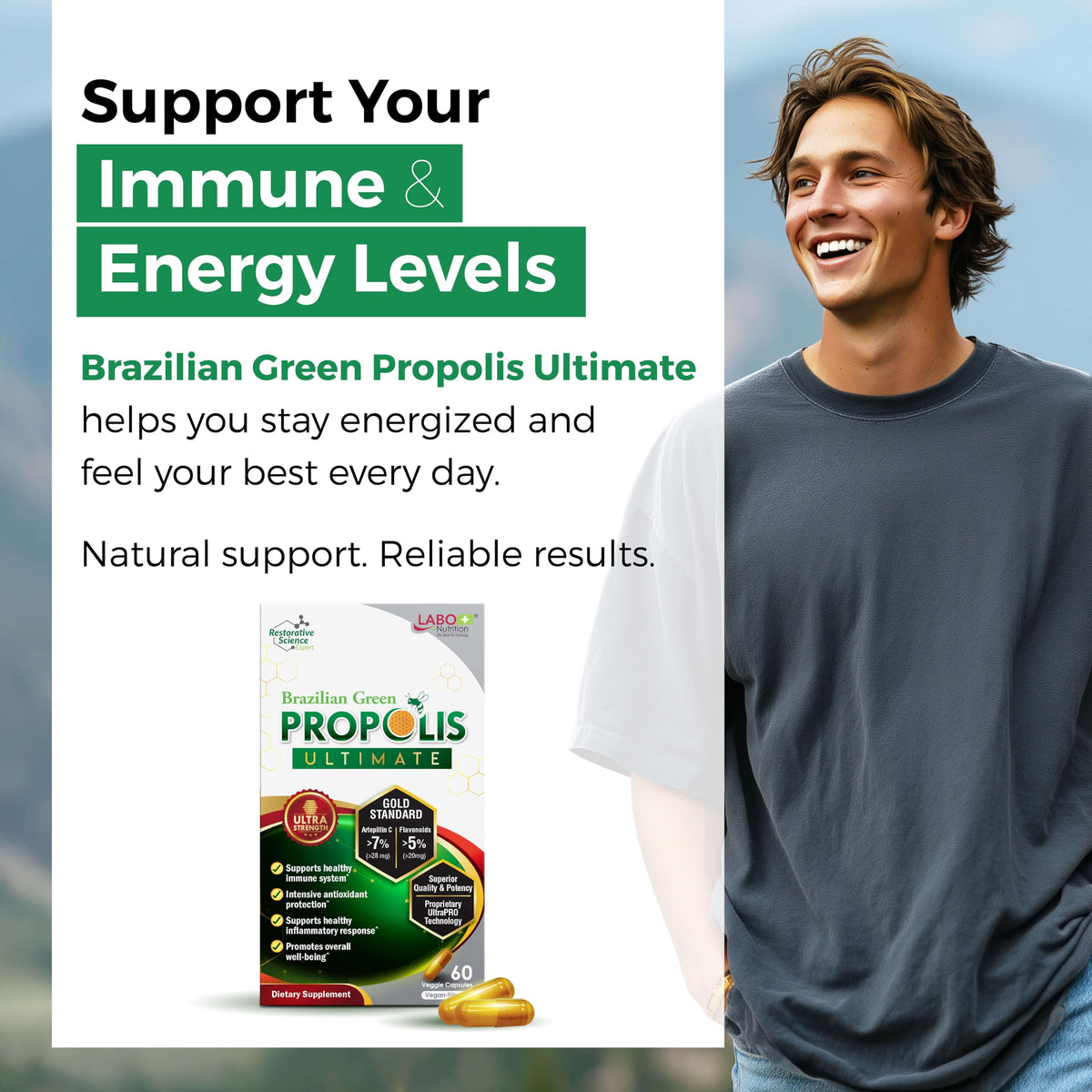 LABO Nutrition Propolis Vert Brésilien capsules sur une table