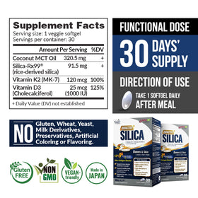 LABO Nutrition Silice Bioactive 3 Pack vue arrière montrant les ingrédients