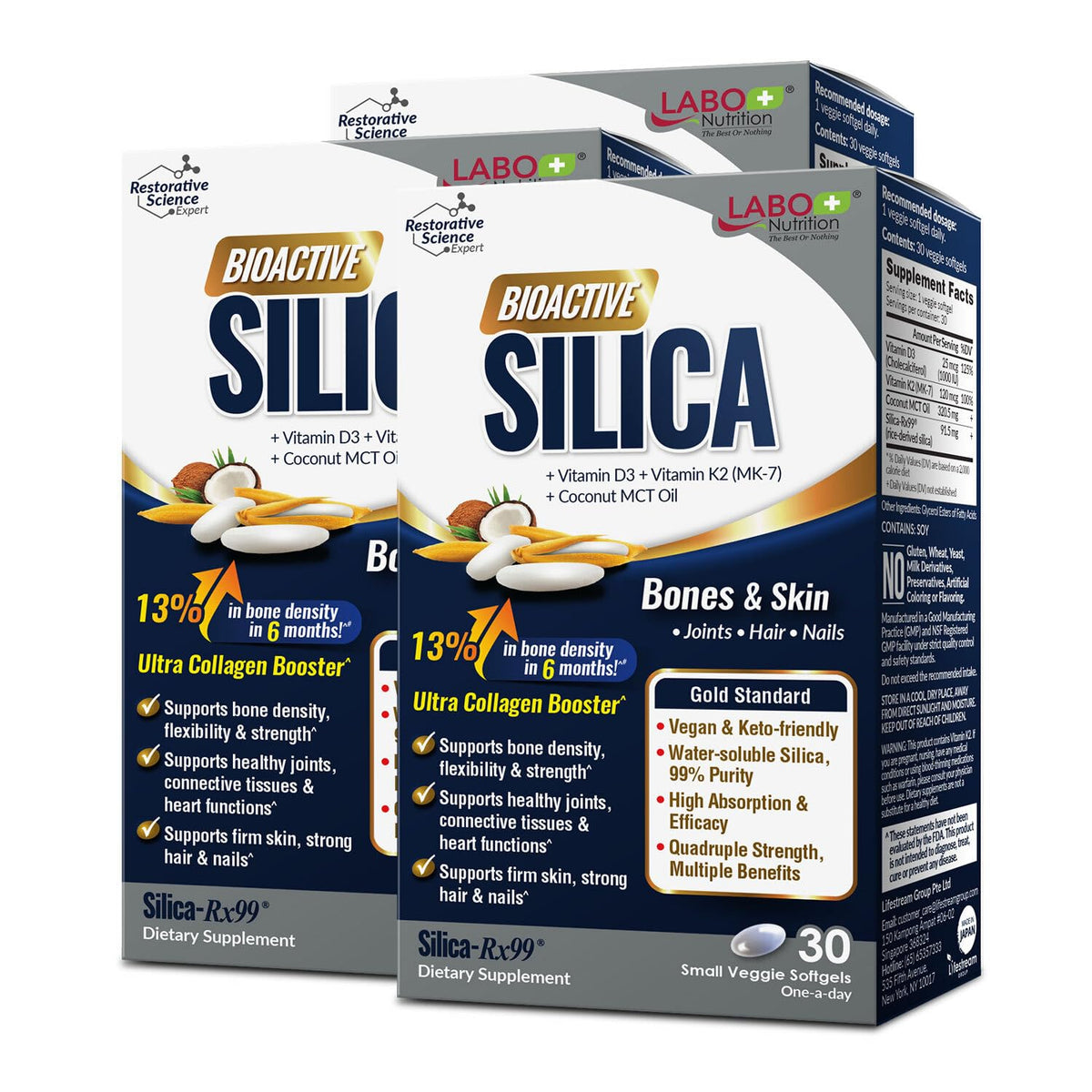 LABO Nutrition Silice Bioactive 3 Pack vue avant avec gélules