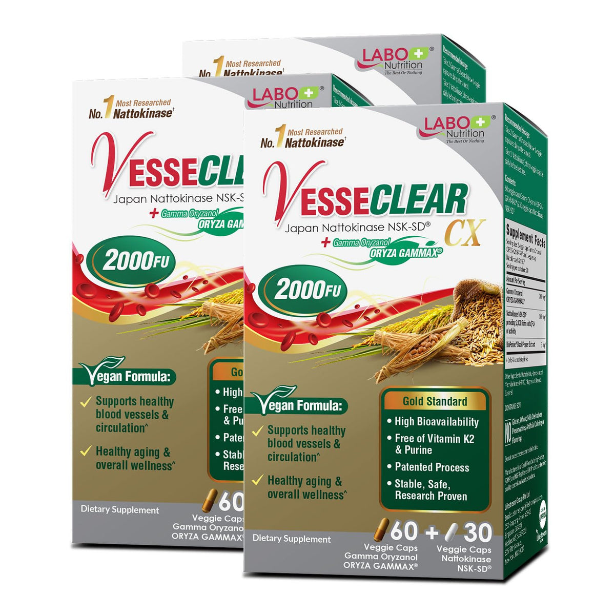 LABO Nutrition VesseCLEAR CX NSK-SD 2000FU pack de 3 bouteilles