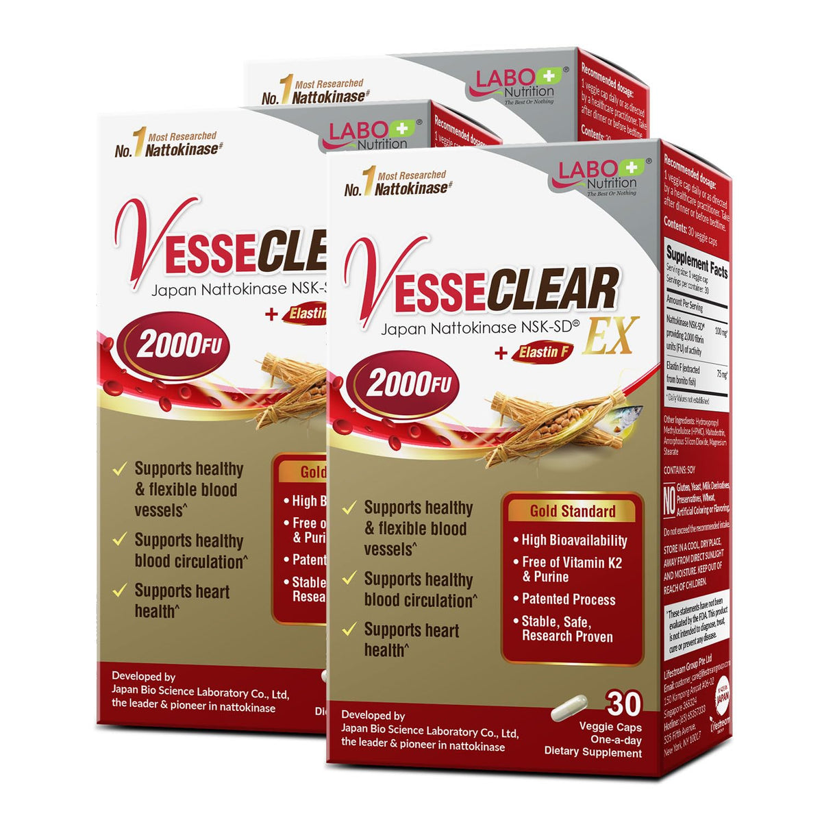 LABO Nutrition VesseCLEAR EX 3-Pack avec trois bouteilles