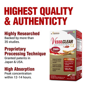 LABO Nutrition VesseCLEAR EX Nattokinase NSK-SD 75mg, vue arrière de l'emballage