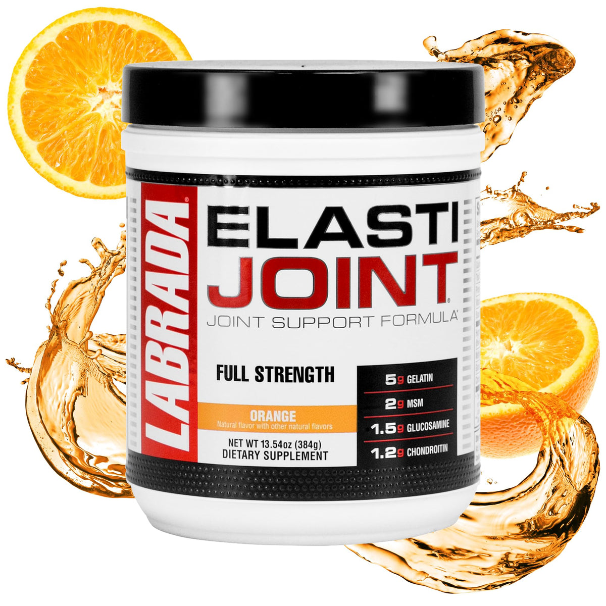 Labrada Elastijoint Poudre de Soutien Articulaire 472g Saveur Orange vue de face