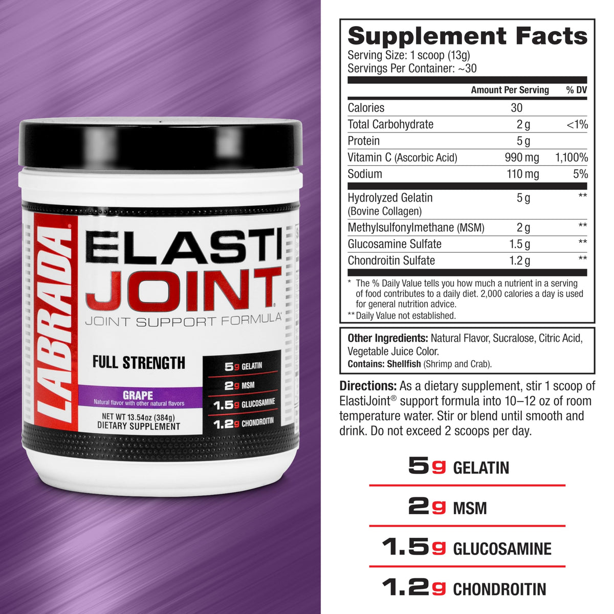 Labrada Elastijoint, vue latérale de l'emballage