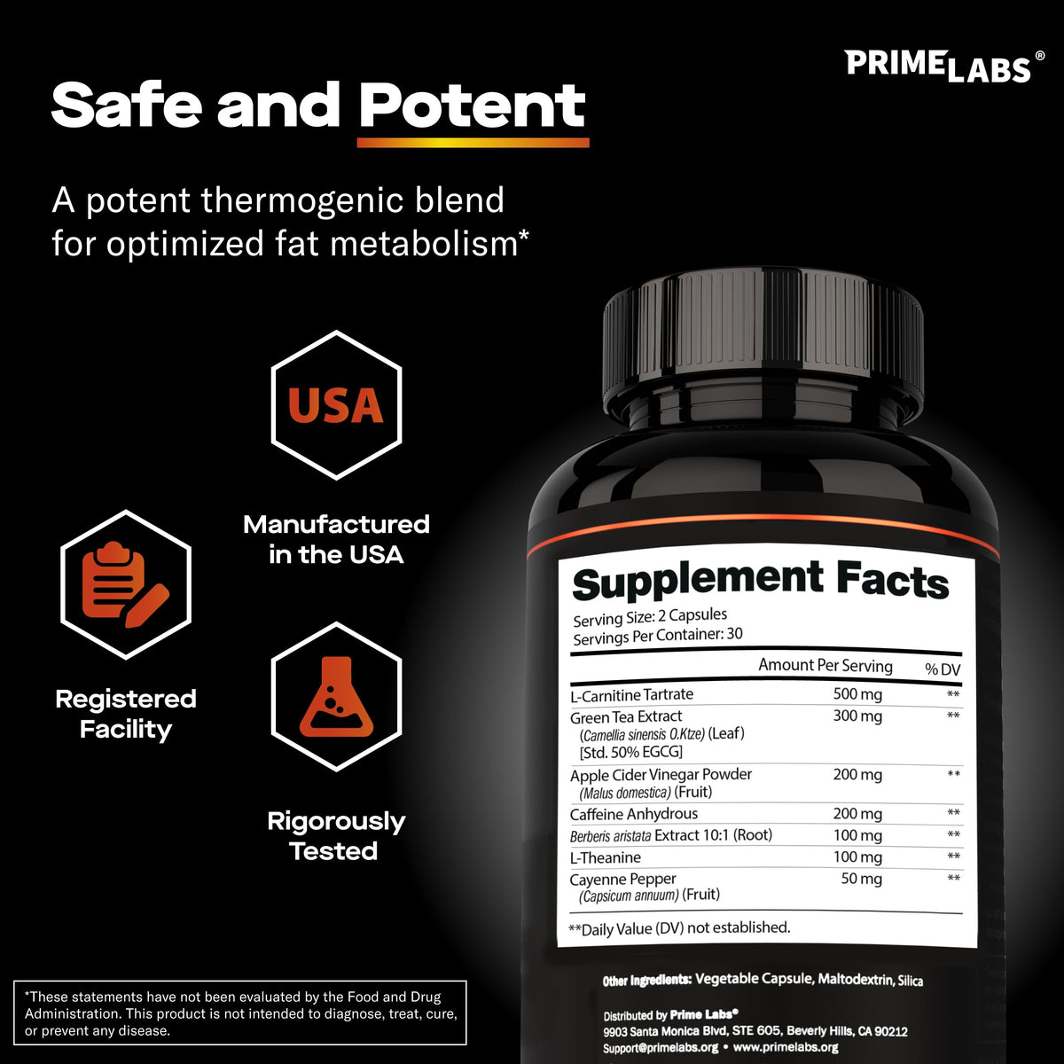 Labs Brûleur de Graisse Thermogénique montrant la taille du produit