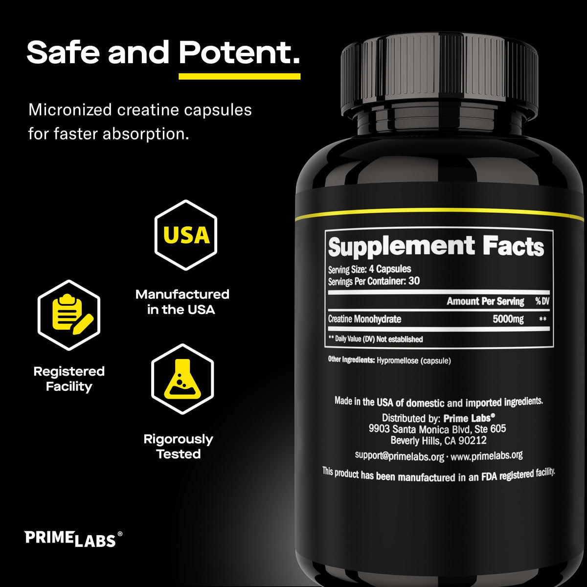 Labs Créatine Monohydrate Capsules 120 cap avec une mesure de poudre