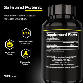 Labs Créatine Monohydrate Capsules 120 cap avec une mesure de poudre