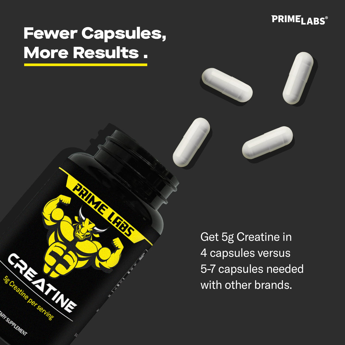 Labs Créatine Monohydrate Capsules 120 cap flacon ouvert