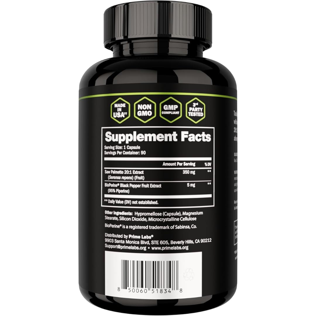 Labs Saw Palmetto 350 mg capsules dans une main