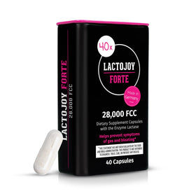 LactoJoy Forte capsules de lactase 28 000 FCC, boîte ouverte