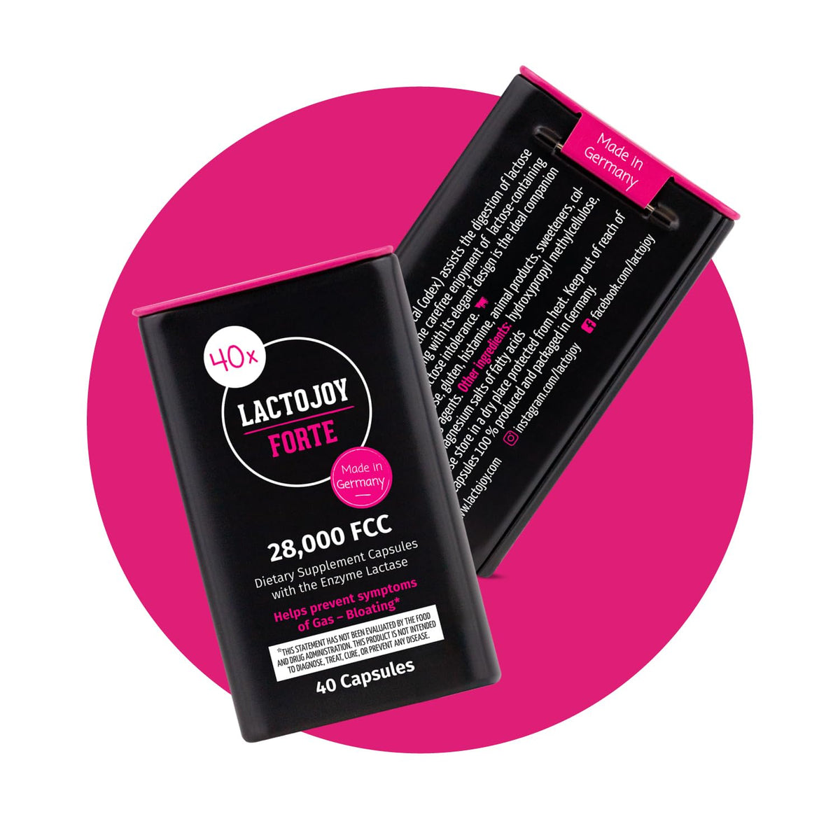 LactoJoy Forte capsules de lactase 28 000 FCC, présentation des capsules