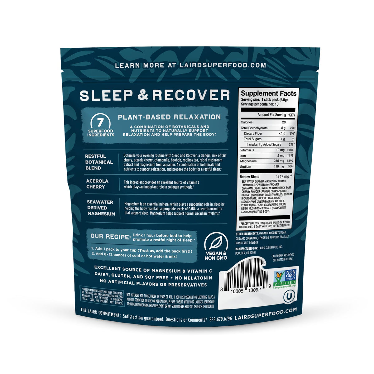 Laird Superfood Boisson de Nuit sachets dans leur emballage
