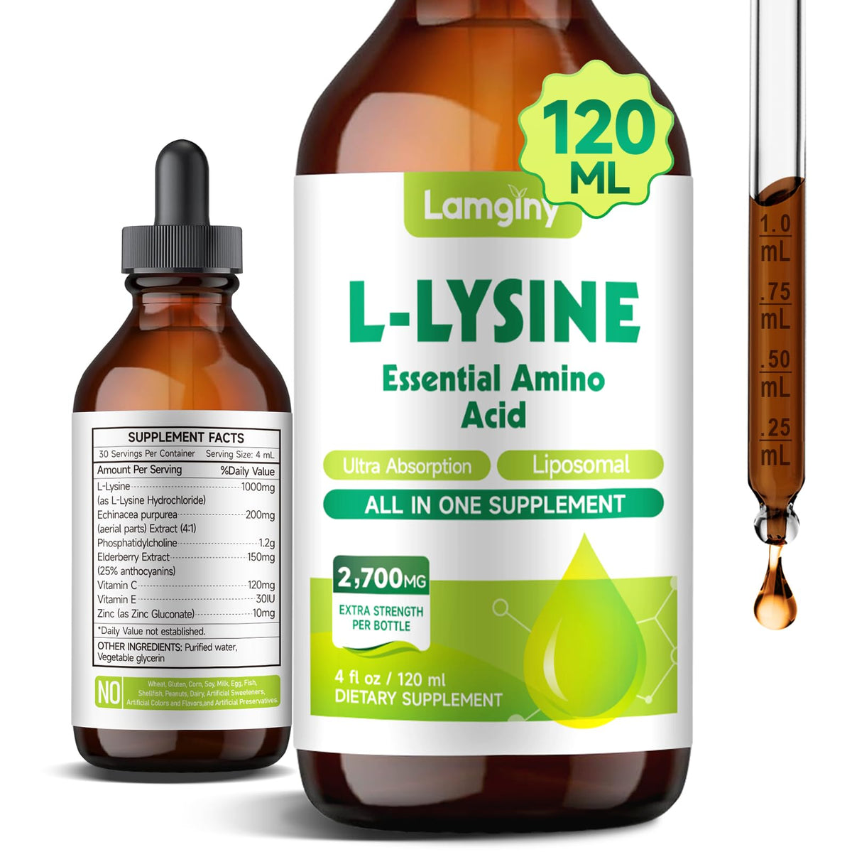 LAMGINY L-Lysine 1000mg complément liquide en flacon