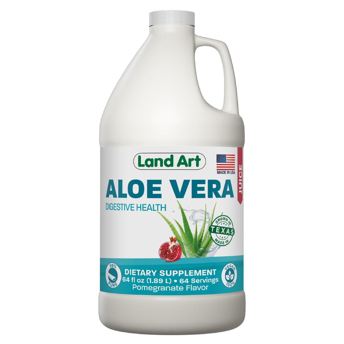 Land Art Jus d'Aloe Vera Grenade 64 fl oz bouteille vue avant