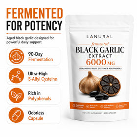 Lanural Extrait de Ail Noir Fermenté 6000mg gélules ouvertes
